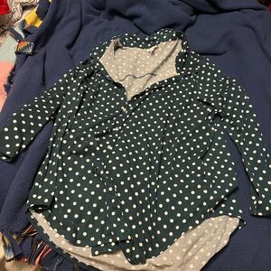 Green and white polka dot Lularoe shirt